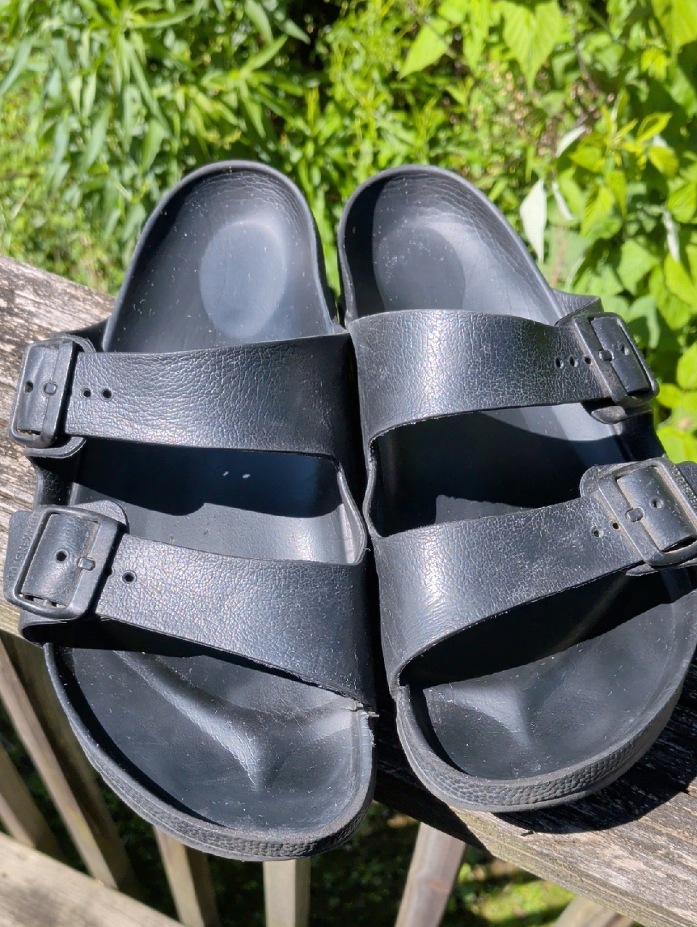 Birkenstock Men's Black Double-Strap Slide Sandals-see Picture For A Rip